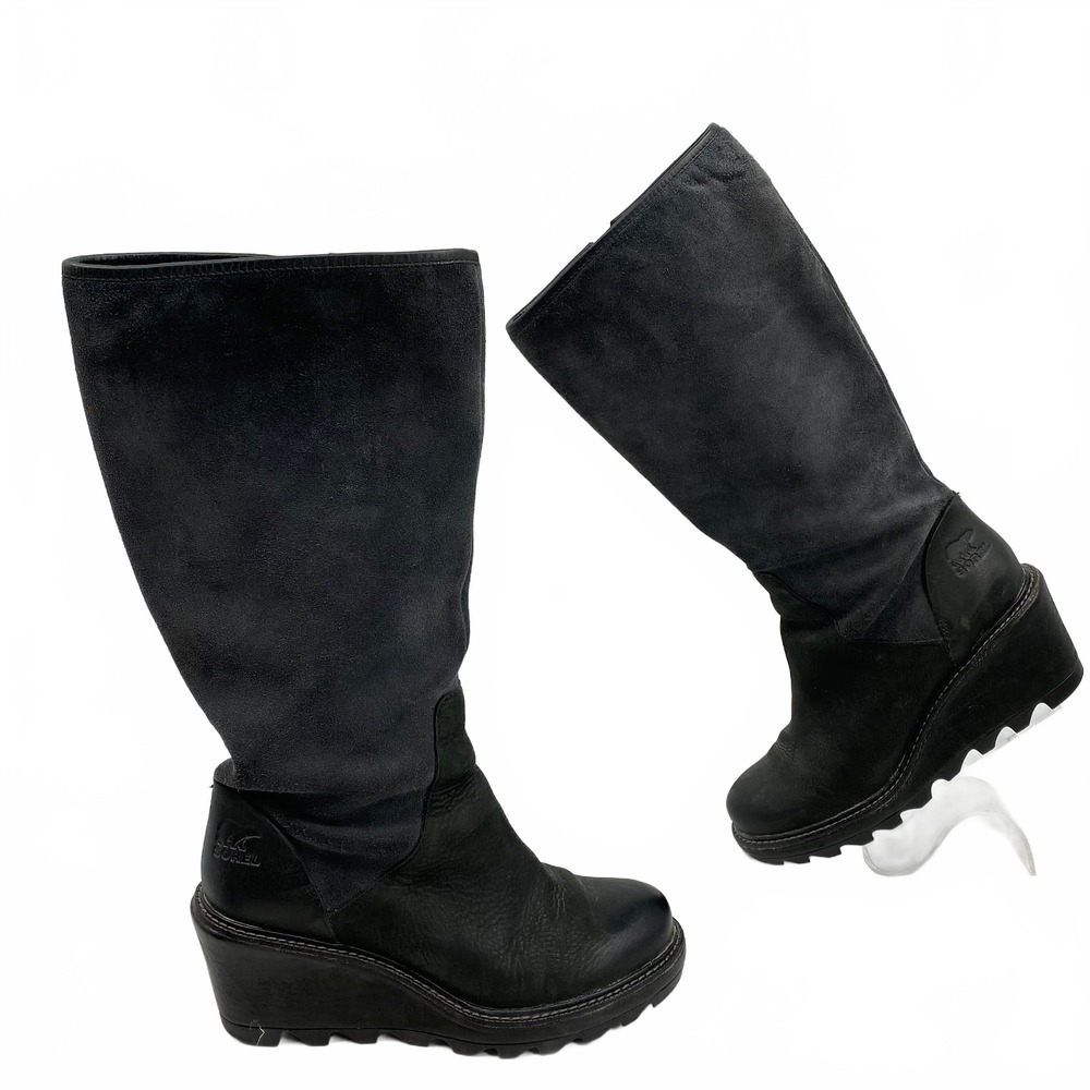Sorel Black Heeled Boots Platform | Womens 7